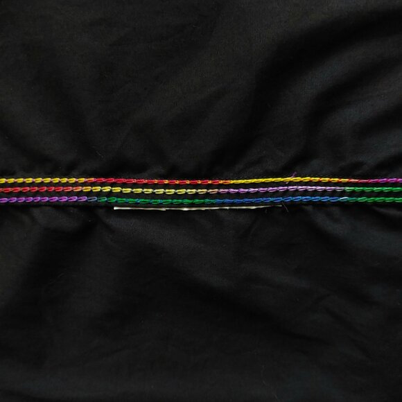 (SOLD) Comme des Garçons Shirt Black Button Up Contrasting Rainbow Stitching - Picture 7 of 7